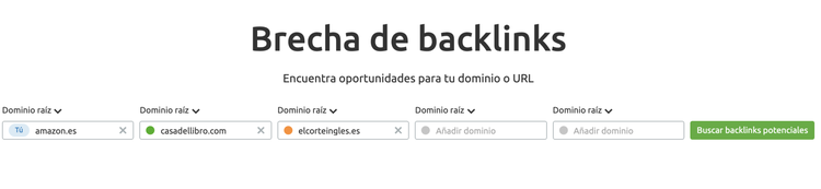 Brecha de backlinks de Semrush