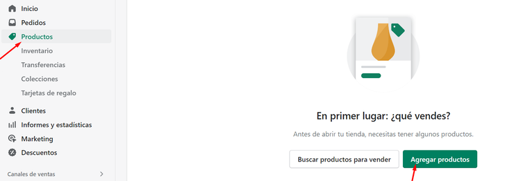 agregar productos a Shopify