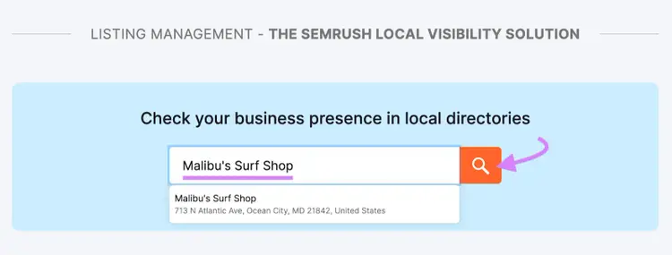Introduciendo "Tienda de Surf de Malibú" en la herramienta de Gestión de Listados