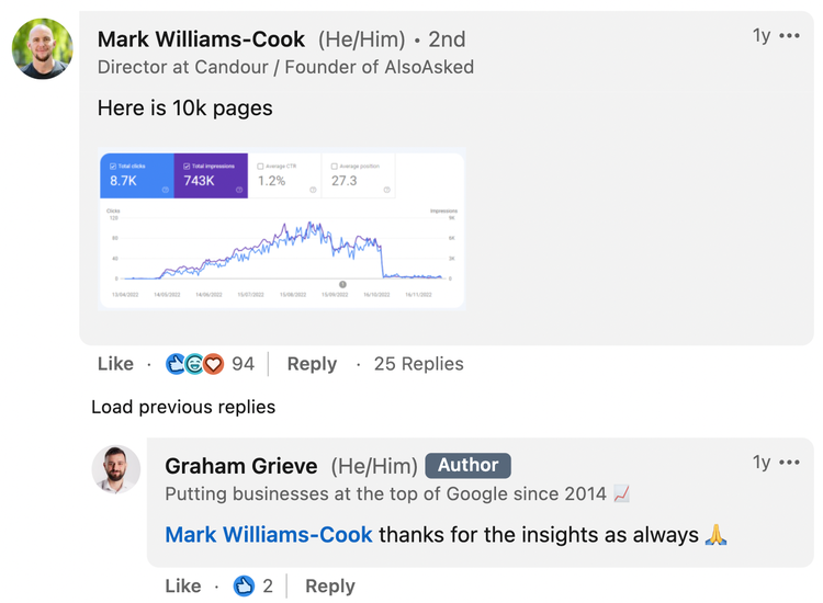 Mensaje de Mark-Williams Cook en LinkedIn