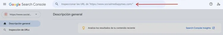 Google Search Console: campo búsqueda URLs para analizar