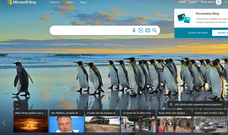 Bing: página de resultados con información visual de búsqueda en línea