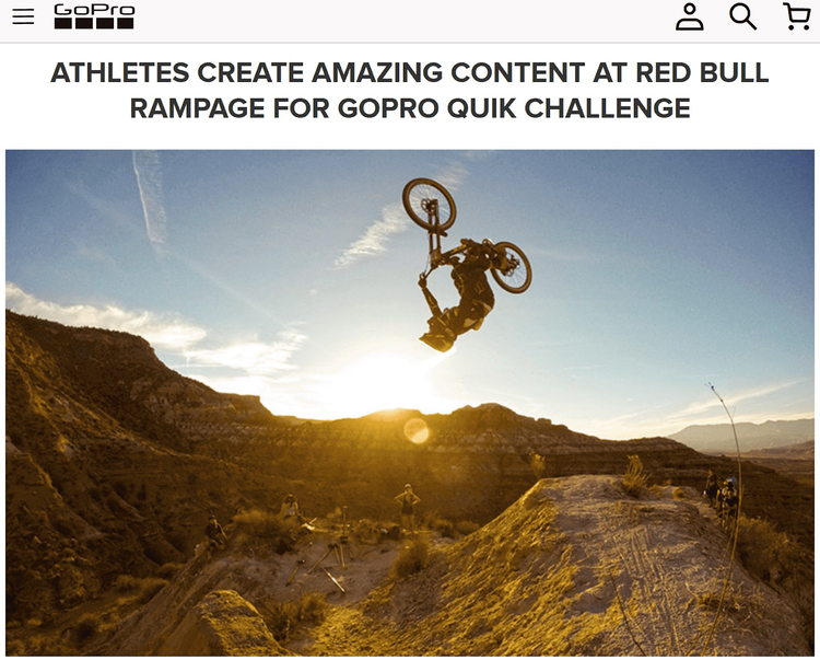 Artículo de GoPro "Los atletas crean contenido asombroso en el Red Bull rampage para el reto rápido de GoPro"
