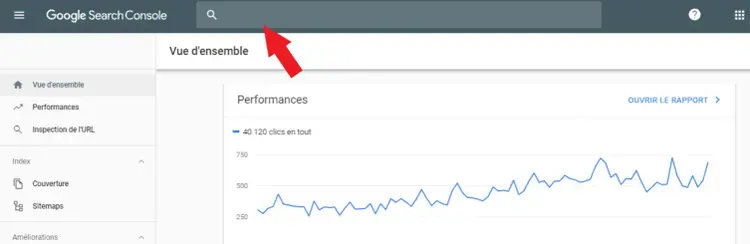 Saisir une URL dans Google Search Console