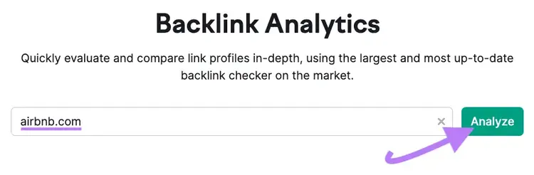 « airbnb.com » saisi dans la barre de recherche Backlinks
