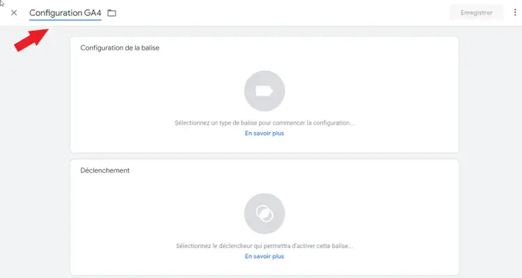Saisir le nom de la balise