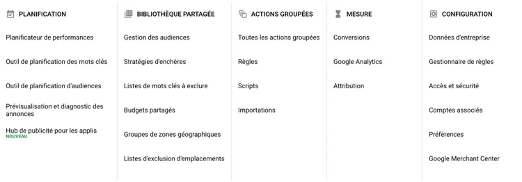 menu keyword planner