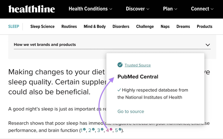Exemple de source fiable dans un article en ligne