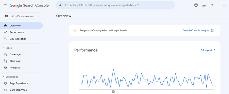 Search Console, performance