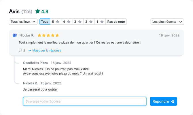 exemple de réponse à un Avis sur Google