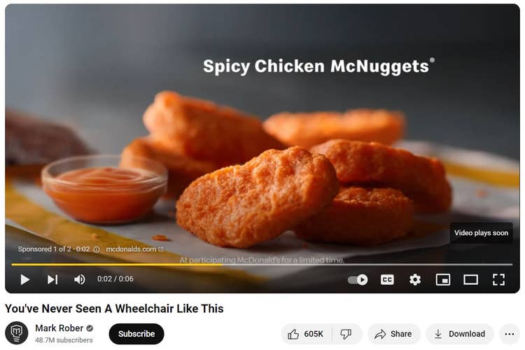 Publicité de McDonald's sur YouTube