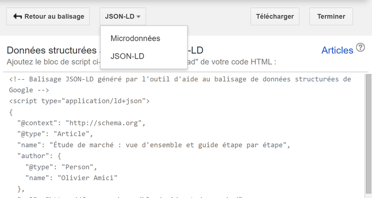 Outil de balisage, code à ajouter à votre site
