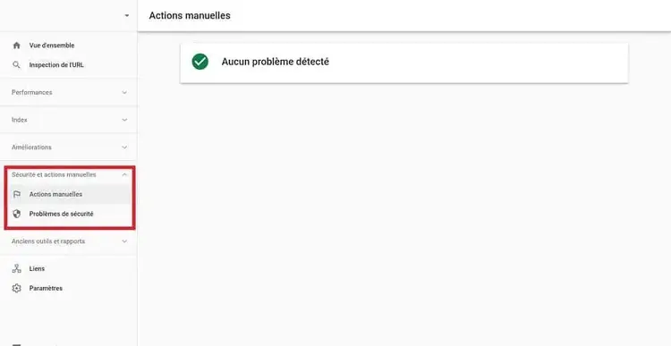 Actions manuelles dans Google Search Console