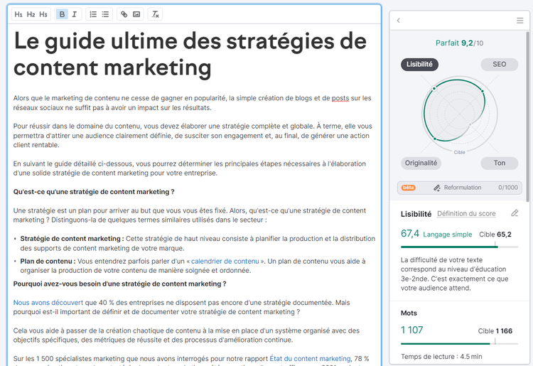SEO Writing Assistant de Semrush
