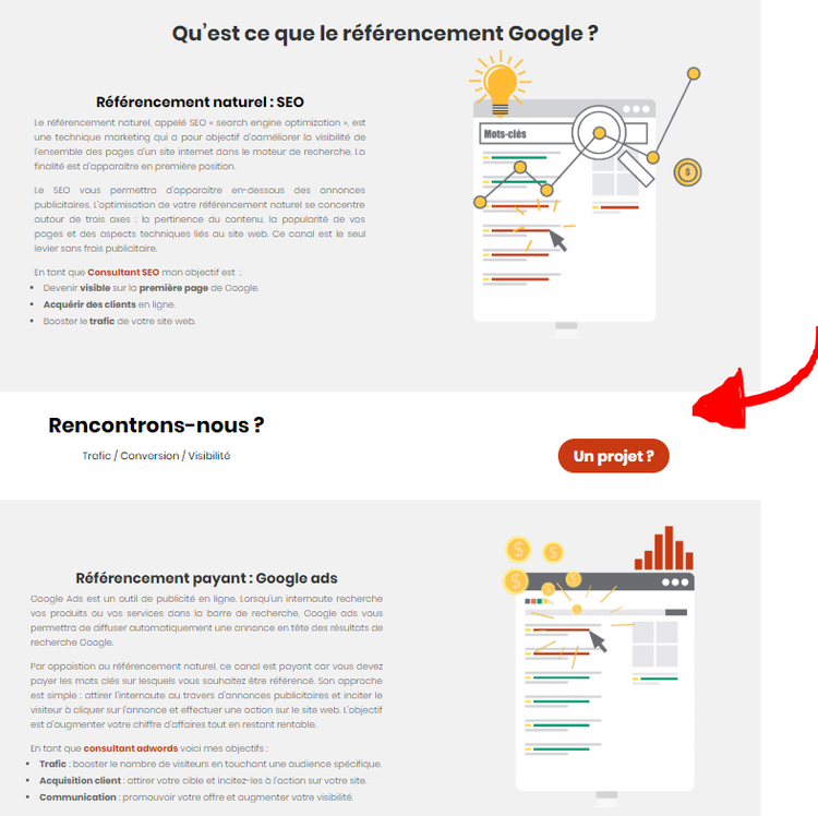 Call to action milieu de page