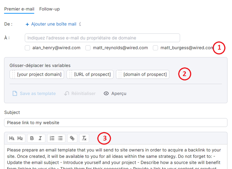 Link Building Tool, e-mail de contact