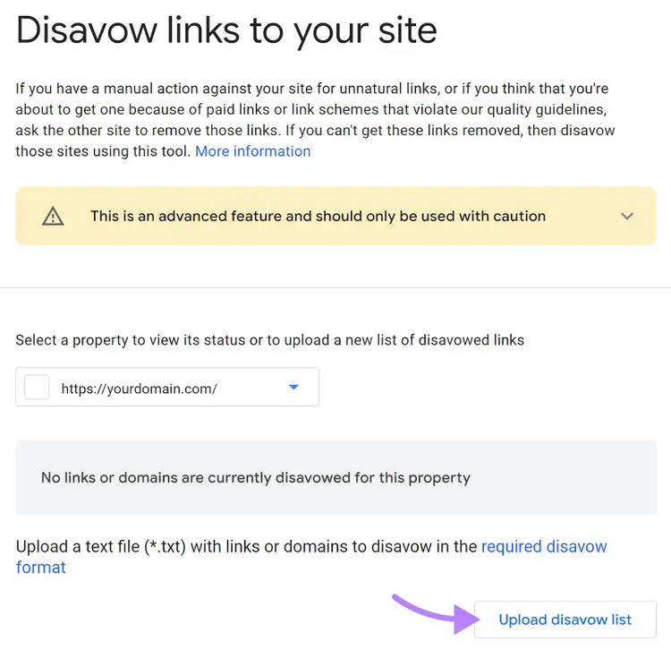 Outil de désaveu de liens de Google
