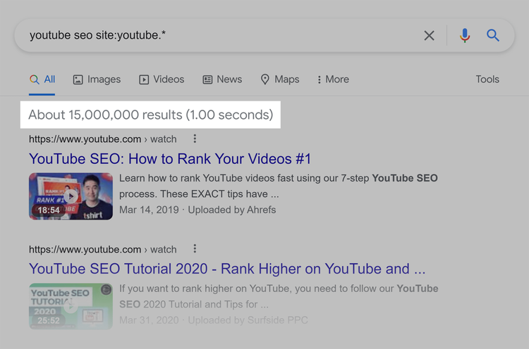 SERP Google – Vidéos – YouTube SEO
