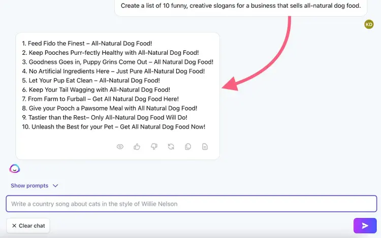 Jasper.ai : exemple de création de liste