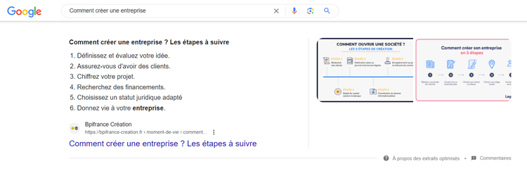 Exemple d'extrait optimisé pour une question : liste de choses à faire