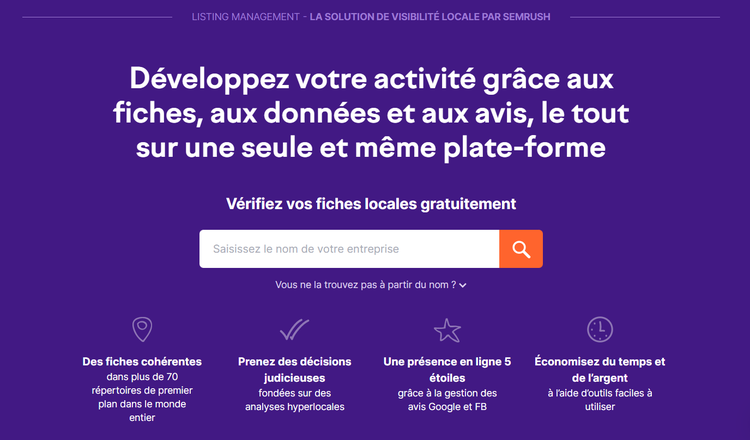 Listing Management, page d'accueil
