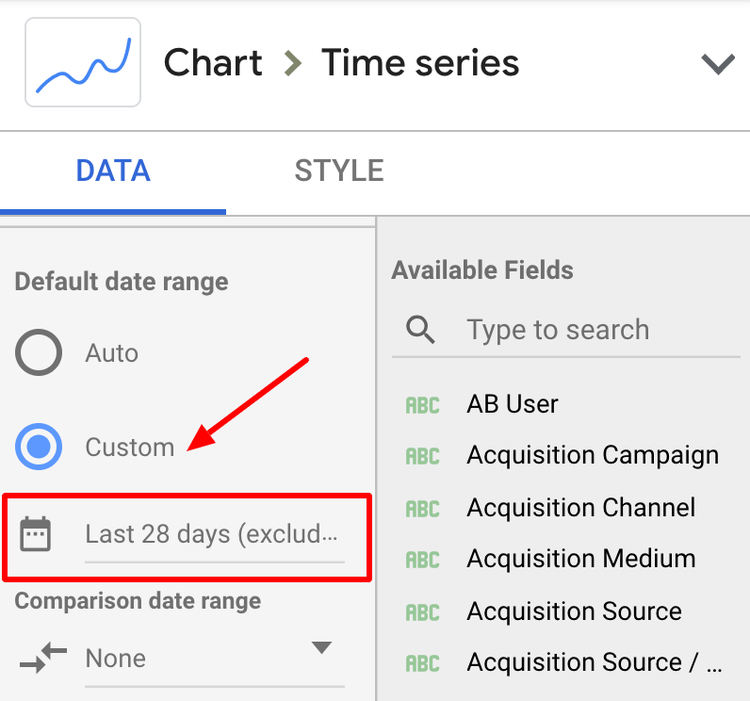 Google Data Studio : Plage de dates de Google Analytics