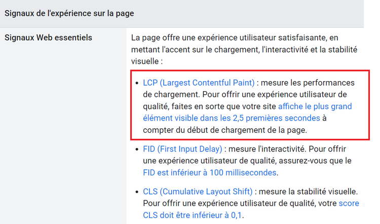 Google sur la vitesse d'un site