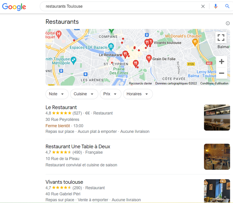 recherche locale Google