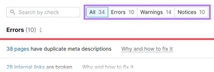 Image agrandie des options de filtre encadrées par un rectangle.