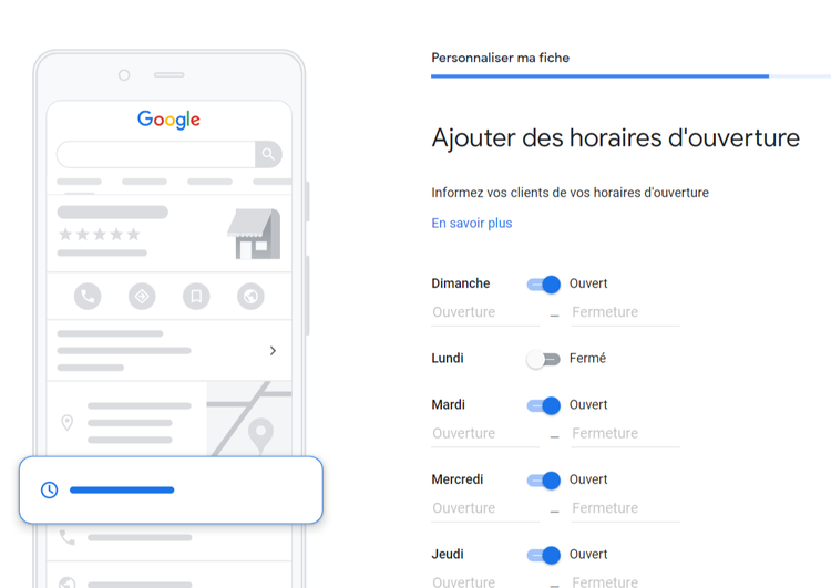 Google Business Profile - Jours et heures d'ouverture