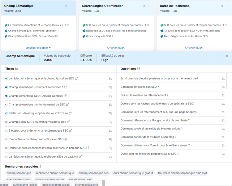 Topic research, détails d'une fiche