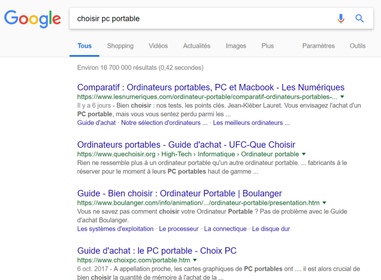 mot clé choisir pc portable