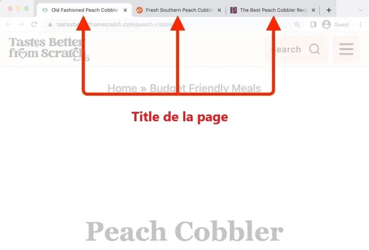 Balises title sur les onglets d'un navigateur