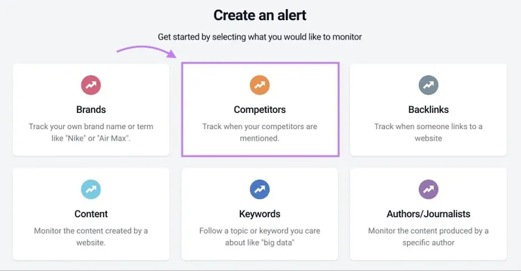 La page "Créer une alerte" de BuzzSumo