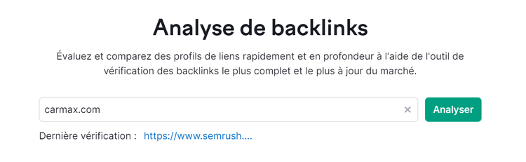 Analyse de backlinks, saisir le site