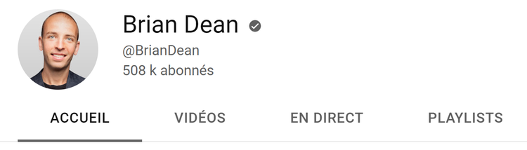 Brian Dean, nombre d'abonnés YouTube
