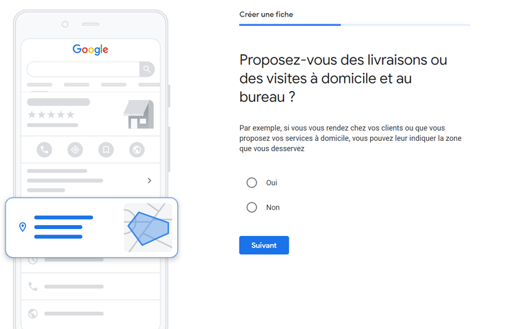 Google Business Profile - livraisons ou des visites à domicile ou au bureau
