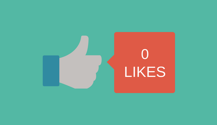 Illustration pouce levé avec 0 likes dans boîte rouge
