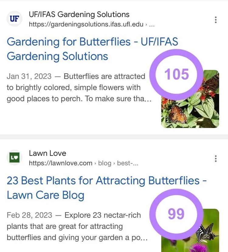 Longueur des meta descriptions mobiles variant de 99 à 105