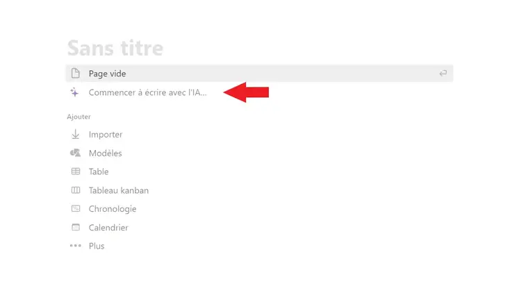 Notion, Commencer à écrire avec l'IA