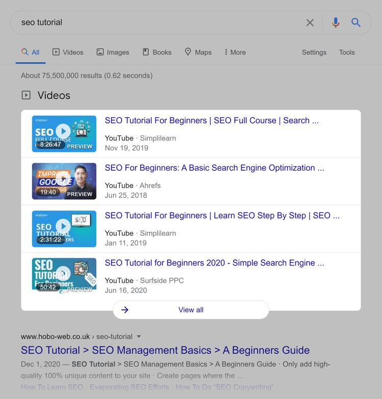 SERP Google – SEO tutorial