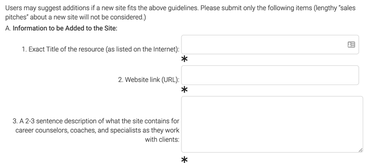 formulaire pour figurer sur une page de ressources