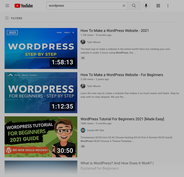 YouTube SERP – Wordpress