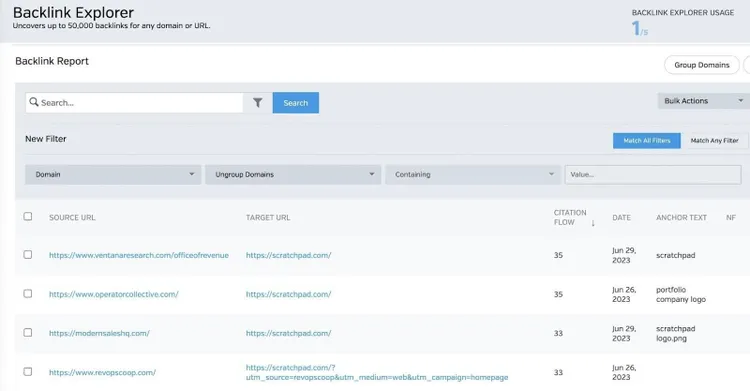 Explorateur de liens retour de Raven Tools