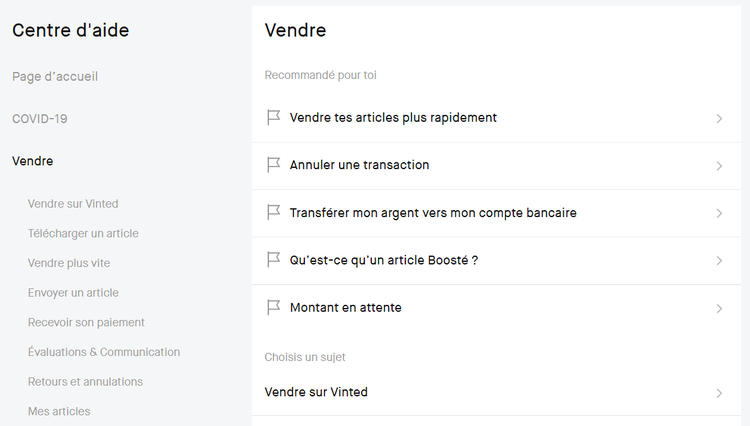 Vinted FAQ Vendre