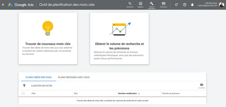 options keyword planner