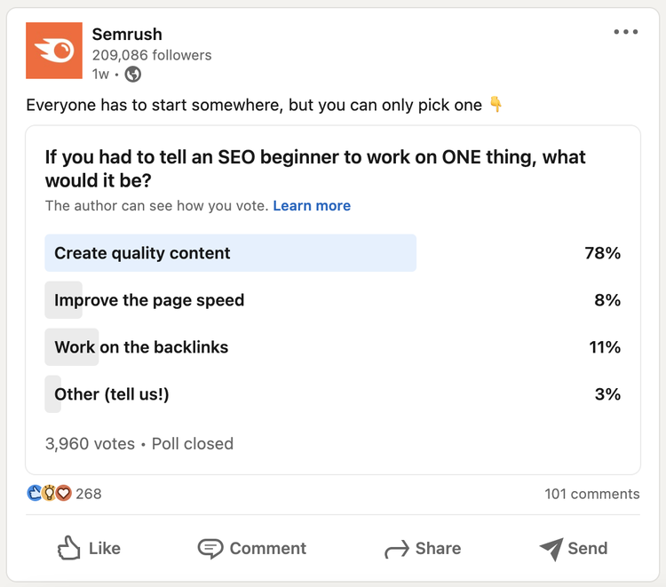 Sondage LinkedIn