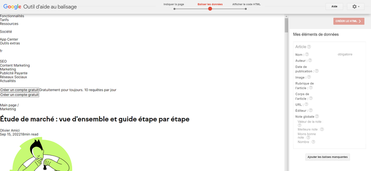 Outil d'aide au balisage, ajouter les balises