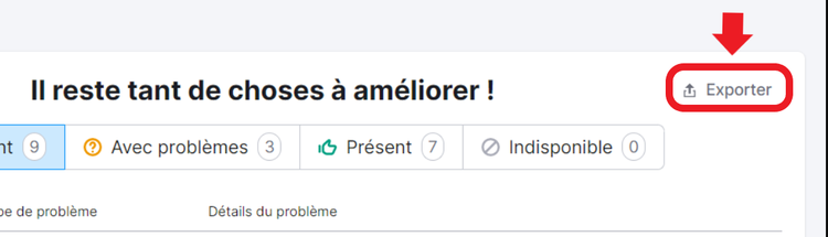 Bouton Exporter dans Listing Management