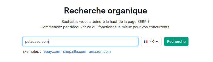Recherche organique, page d'accueil